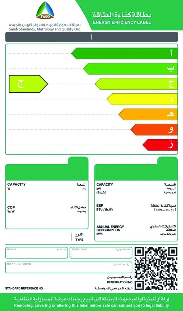 بطاقة فيزيائي العمل  الأبجدية تقيس كفاءة الأجهزة الكهربائية بدلا من النجوم | صحيفة مكة