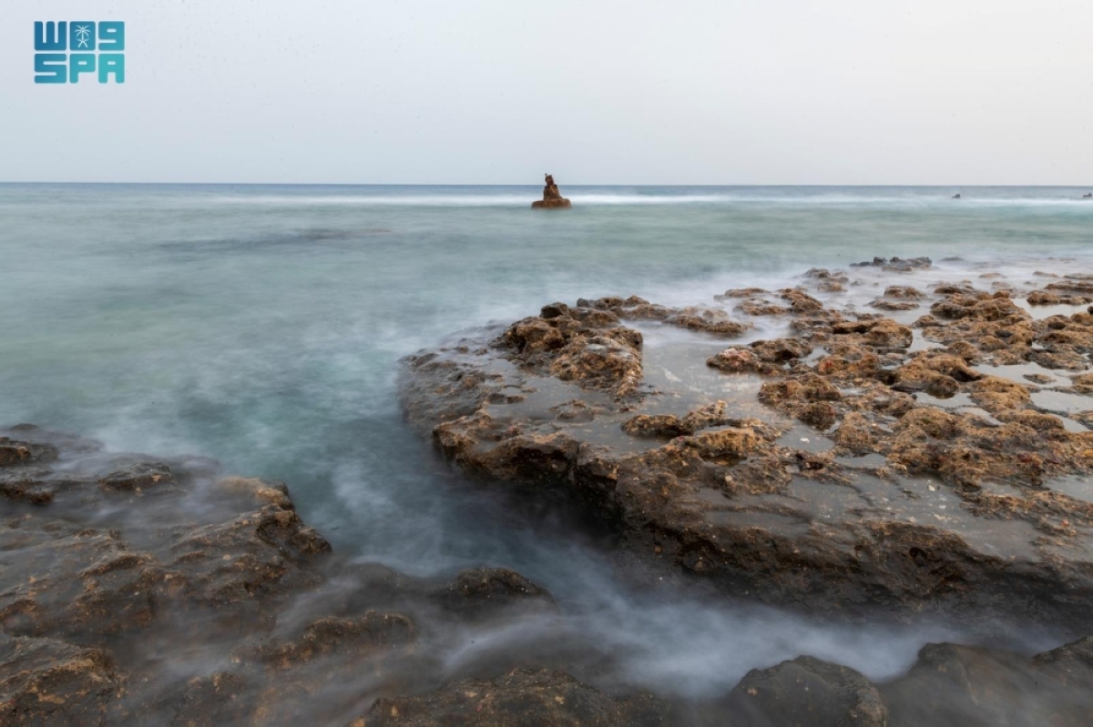 التكوينات الصخرية تشكل تناغما بصريا على سواحل الوجه